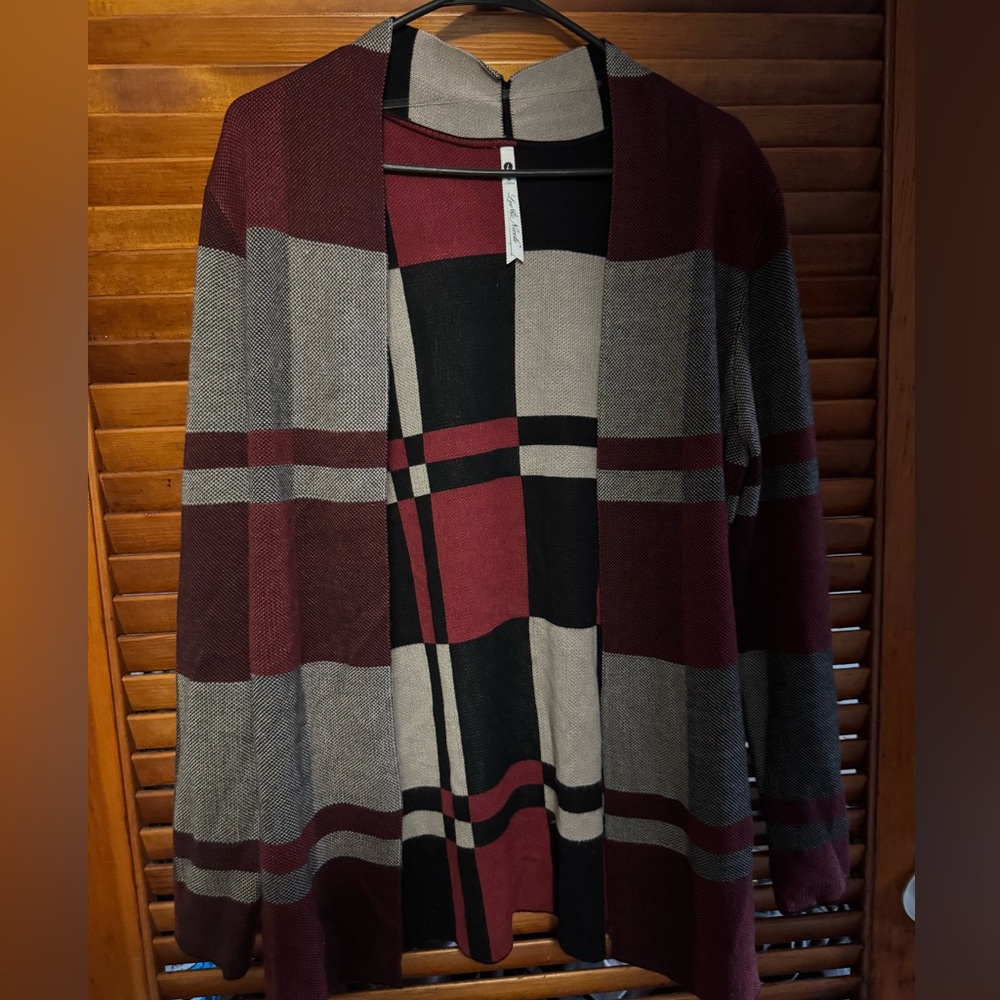 Plaid Open Front Cardigan